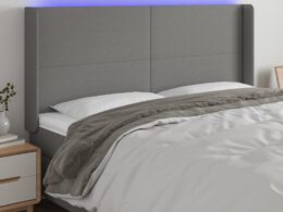 vidaXL LED Headboard Dark Gray 79.9"x6.3"x46.5"/50.4" Fabric
