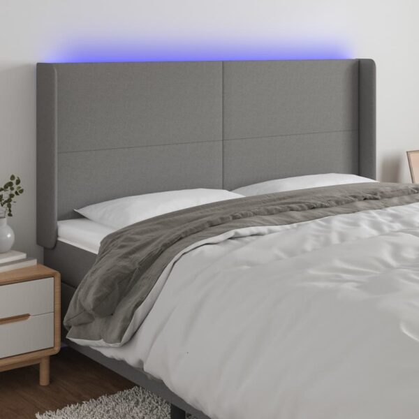 vidaXL LED Headboard Dark Gray 79.9"x6.3"x46.5"/50.4" Fabric