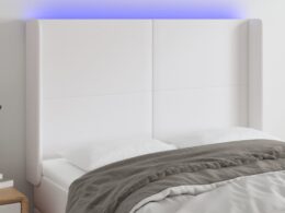 vidaXL LED Headboard White 57.9"x6.3"x46.5"/50.4" Faux Leather