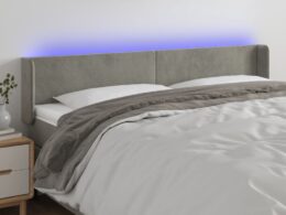 vidaXL LED Headboard Light Gray 64.2"x6.3"x30.7"/34.6" Velvet