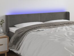 vidaXL LED Headboard Dark Gray 79.9"x6.3"x30.7"/34.6" Velvet
