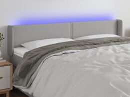 vidaXL LED Headboard Light Gray 79.9"x6.3"x30.7"/34.6" Fabric
