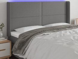 vidaXL LED Headboard Dark Gray 72"x6.3"x46.5"/50.4" Fabric