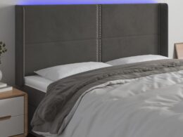 vidaXL LED Headboard Dark Gray 72"x6.3"x46.5"/50.4" Velvet