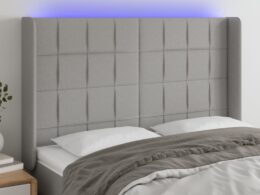 vidaXL LED Headboard Light Gray 57.9"x6.3"x46.5"/50.4" Fabric