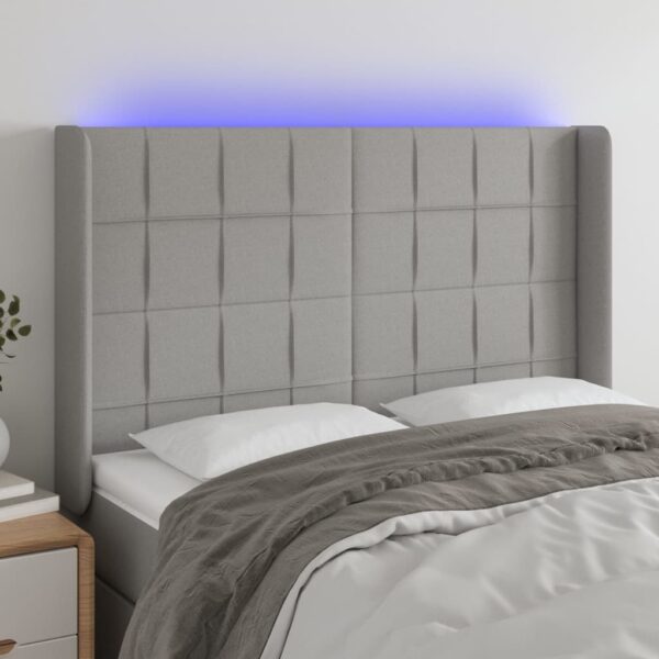 vidaXL LED Headboard Light Gray 57.9"x6.3"x46.5"/50.4" Fabric