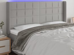vidaXL LED Headboard Light Gray 79.9"x6.3"x46.5"/50.4" Fabric