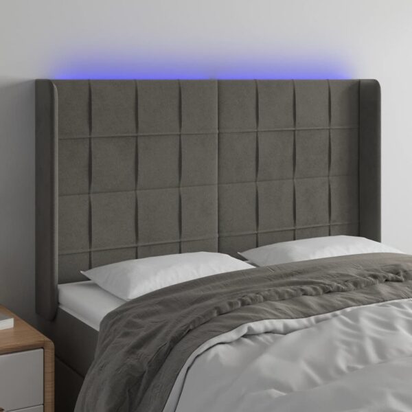 vidaXL LED Headboard Dark Gray 57.9"x6.3"x46.5"/50.4" Velvet