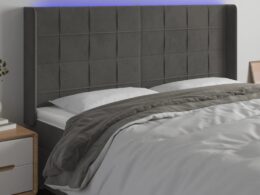 vidaXL LED Headboard Dark Gray 64.2"x6.3"x46.5"/50.4" Velvet
