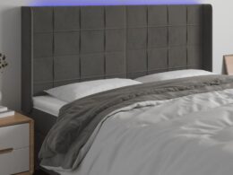 vidaXL LED Headboard Dark Gray 79.9"x6.3"x46.5"/50.4" Velvet