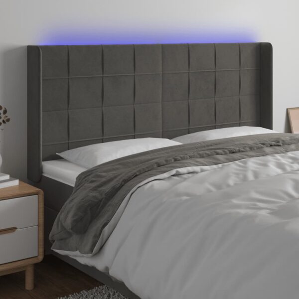 vidaXL LED Headboard Dark Gray 79.9"x6.3"x46.5"/50.4" Velvet