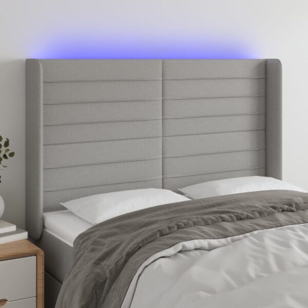 vidaXL LED Headboard Light Gray 57.9"x6.3"x46.5"/50.4" Fabric