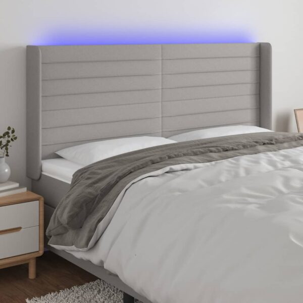 vidaXL LED Headboard Light Gray 79.9"x6.3"x46.5"/50.4" Fabric