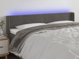vidaXL LED Headboard Dark Gray 72"x6.3"x30.7"/34.6" Velvet