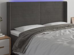 vidaXL LED Headboard Dark Gray 79.9"x6.3"x46.5"/50.4" Velvet