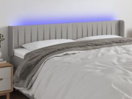 vidaXL LED Headboard Light Gray 72"x6.3"x30.7"/34.6" Fabric