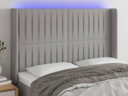 vidaXL LED Headboard Light Gray 57.9"x6.3"x46.5"/50.4" Fabric
