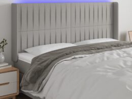 vidaXL LED Headboard Light Gray 64.2"x6.3"x46.5"/50.4" Fabric