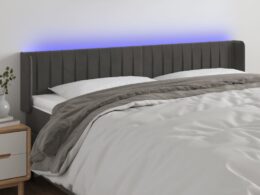 vidaXL LED Headboard Dark Gray 72"x6.3"x30.7"/34.6" Velvet