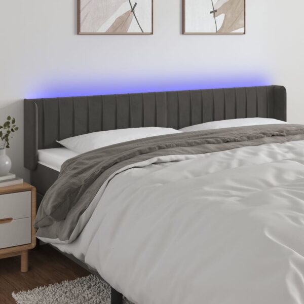 vidaXL LED Headboard Dark Gray 72"x6.3"x30.7"/34.6" Velvet