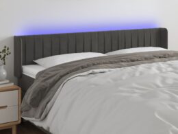 vidaXL LED Headboard Dark Gray 79.9"x6.3"x30.7"/34.6" Velvet