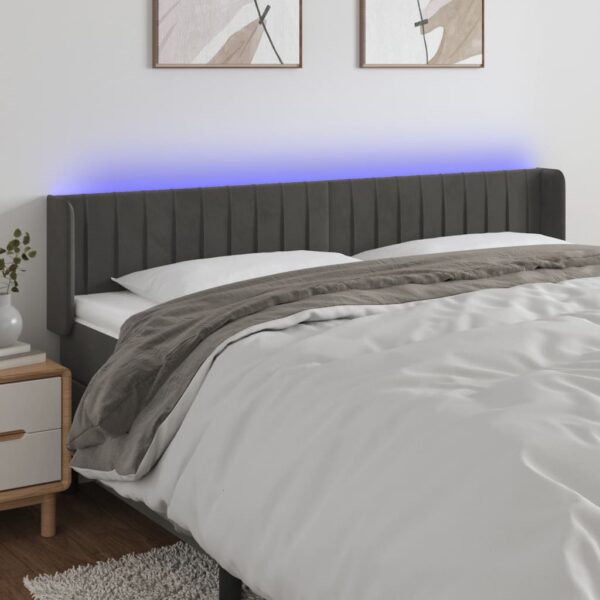 vidaXL LED Headboard Dark Gray 79.9"x6.3"x30.7"/34.6" Velvet