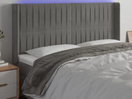 vidaXL LED Headboard Light Gray 72"x6.3"x46.5"/50.4" Velvet