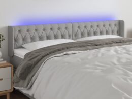 vidaXL LED Headboard Light Gray 79.9"x6.3"x30.7"/34.6" Fabric