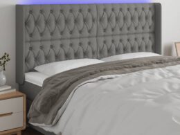 vidaXL LED Headboard Dark Gray 72"x6.3"x46.5"/50.4" Fabric