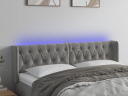 vidaXL LED Headboard Light Gray 57.9"x6.3"x30.7"/34.6" Velvet