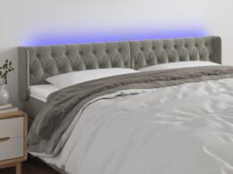 vidaXL LED Headboard Light Gray 64.2"x6.3"x30.7"/34.6" Velvet