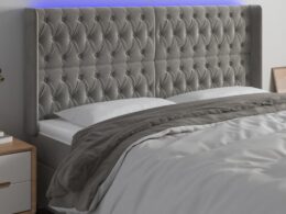 vidaXL LED Headboard Light Gray 72"x6.3"x46.5"/50.4" Velvet