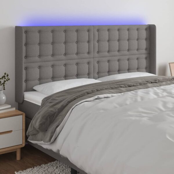 vidaXL LED Headboard Dark Gray 72"x6.3"x46.5"/50.4" Fabric