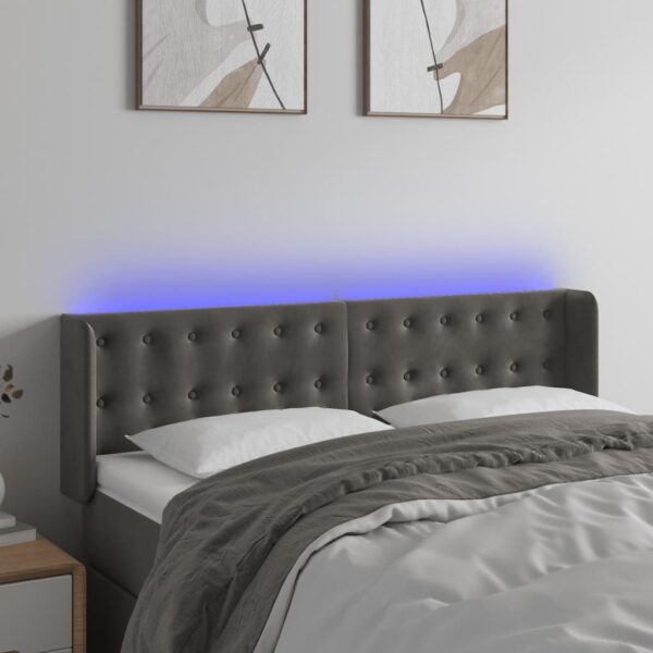 vidaXL LED Headboard Dark Gray 57.9"x6.3"x30.7"/34.6" Velvet