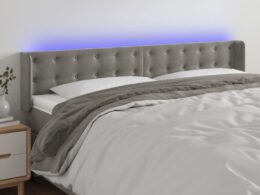 vidaXL LED Headboard Light Gray 79.9"x6.3"x30.7"/34.6" Velvet