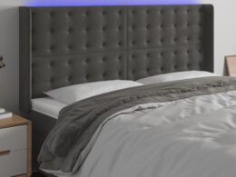 vidaXL LED Headboard Dark Gray 72"x6.3"x46.5"/50.4" Velvet