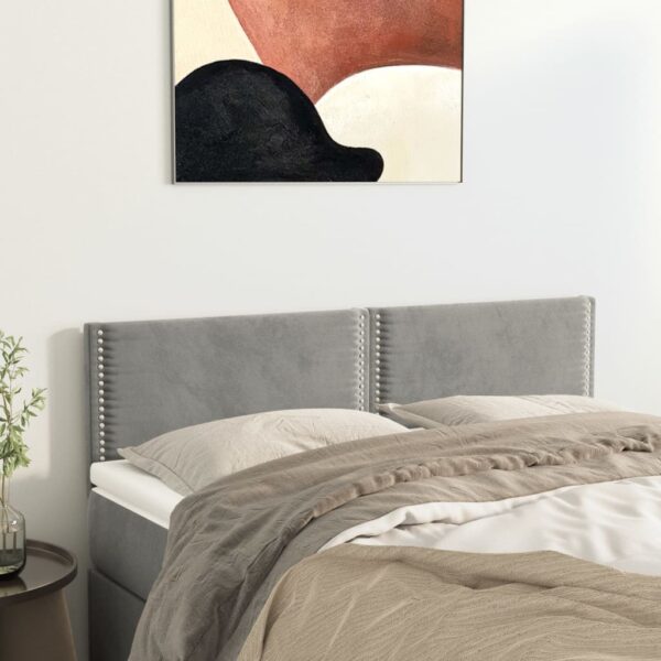 vidaXL Headboards 2 pcs Light Gray 28.3"x2"x30.7"/34.6" Velvet