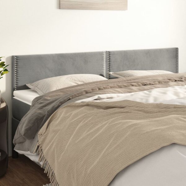vidaXL Headboards 2 pcs Light Gray 31.5"x2"x30.7"/34.6" Velvet