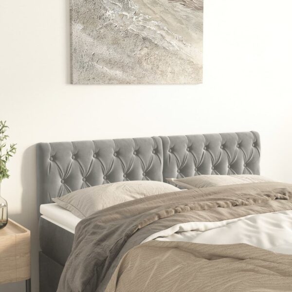 vidaXL Headboards 2 pcs Light Gray 28.3"x2.8"x30.7"/34.6" Velvet