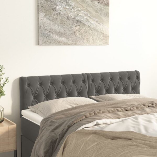 vidaXL Headboards 2 pcs Dark Gray 31.5"x2.8"x30.7"/34.6" Velvet