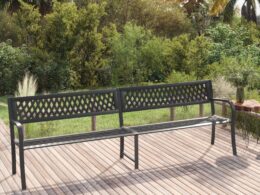 vidaXL Twin Patio Bench Black 93.3" Steel