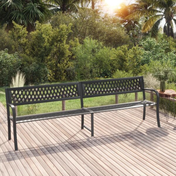 vidaXL Twin Patio Bench Black 93.3" Steel