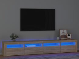 vidaXL TV Stand with LED Lights Sonoma Oak 94.5"x13.8"x15.7"