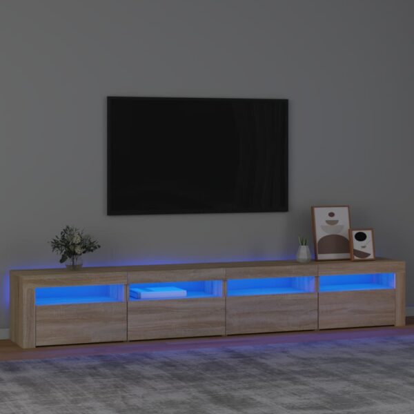 vidaXL TV Stand with LED Lights Sonoma Oak 94.5"x13.8"x15.7"