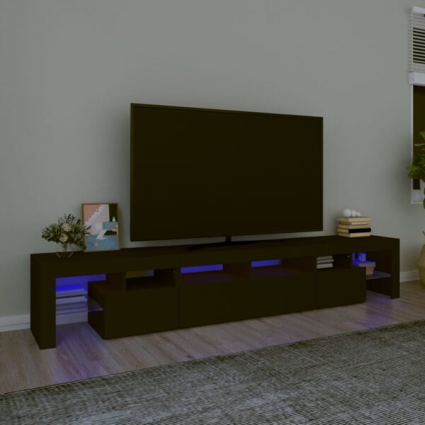 vidaXL TV Stand with LED Lights Black 90.6"x14.4"x15.7"