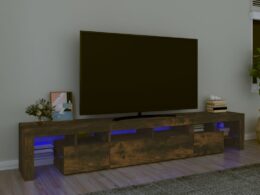 vidaXL TV Stand with LED Lights Smoked Oak 90.6"x14.4"x15.7"