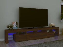 vidaXL TV Stand with LED Lights Brown Oak 90.6"x14.4"x15.7"