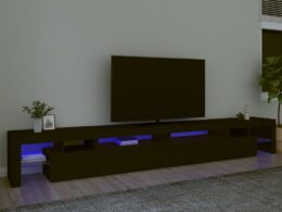 vidaXL TV Stand with LED Lights Black 114.2"x14.4"x15.7"