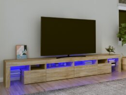 vidaXL TV Stand with LED Lights Sonoma Oak 102.4"x14.4"x15.7"