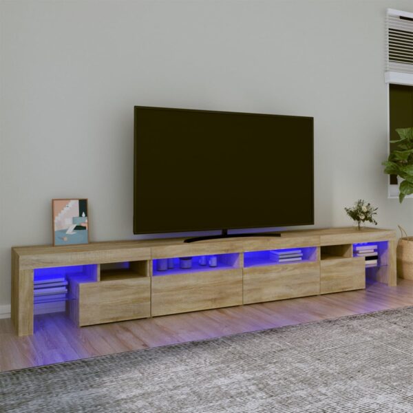 vidaXL TV Stand with LED Lights Sonoma Oak 102.4"x14.4"x15.7"